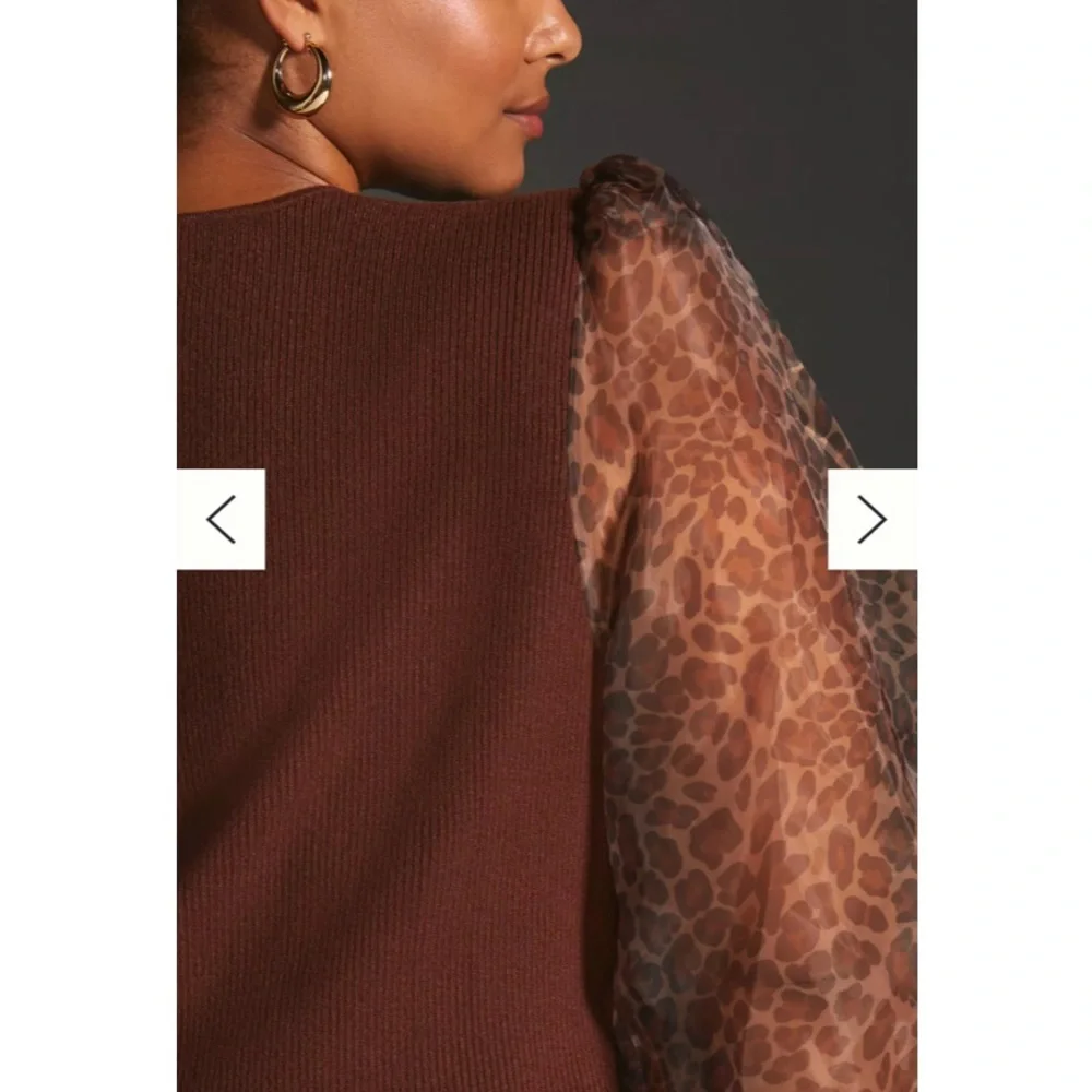 Anthro Dolan Sheer Puff Sleeve Sweater - Picture 4 of 11